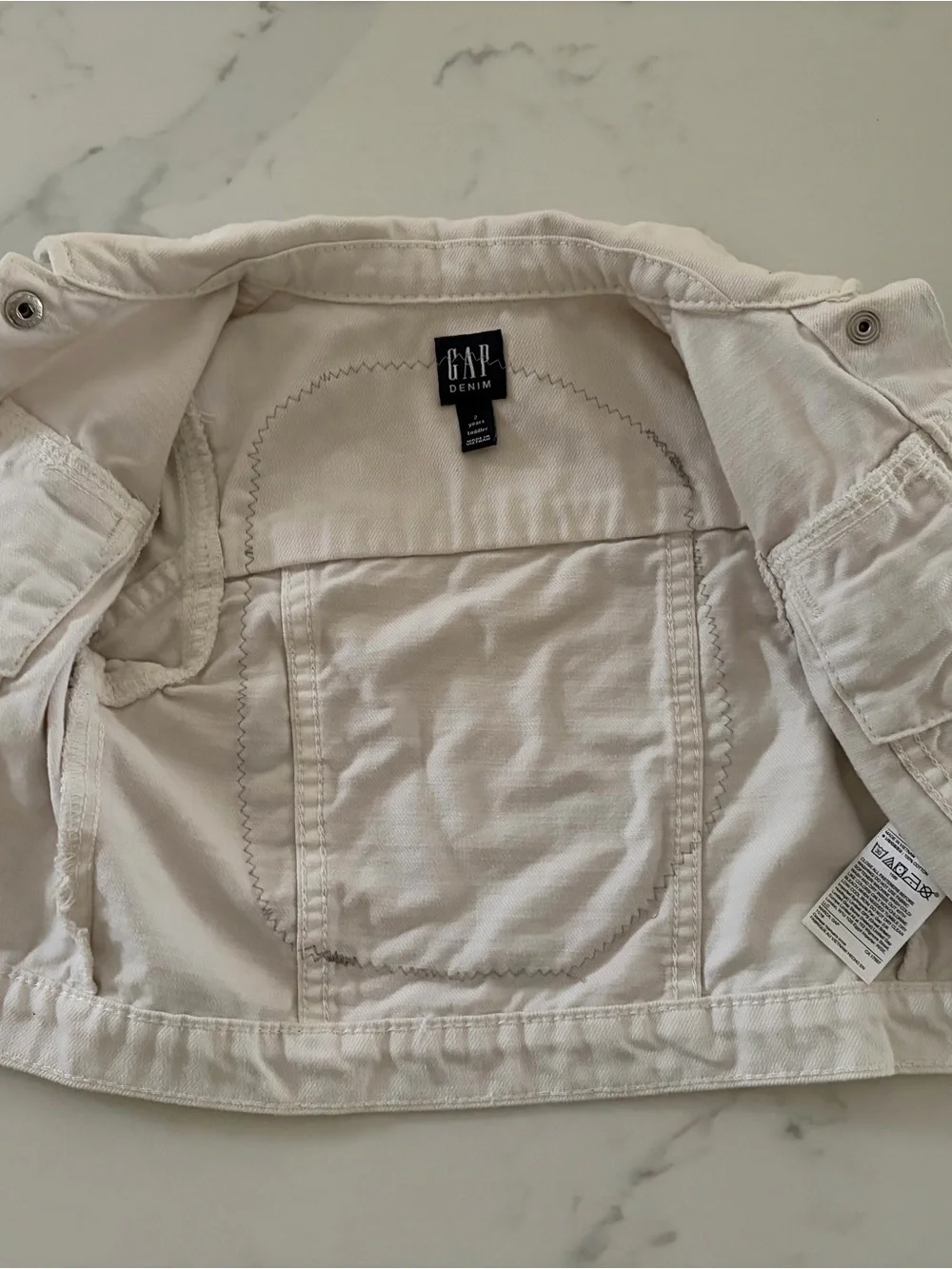 Girls' White Nautical Patch Denim Jacket with Lighthouse Print